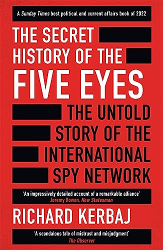 Book cover with red background, black redacted bars, and white text by Richard Kerbaj.