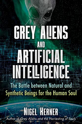 Book cover featuring a grey alien’s face and digital circuitry.