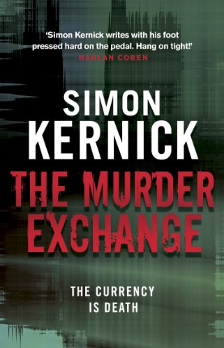 Book cover for "The Murder Exchange" by Simon Kernick, with red text.