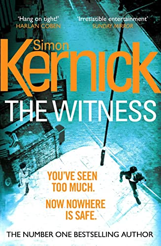 Book cover: "The Witness" by Simon Kernick, featuring figures in an alley.