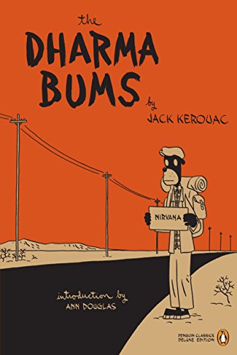 Book cover: “The Dharma Bums” by Jack Kerouac, illustrated with a hiker.