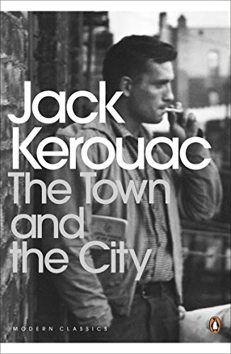 Book cover: “The Town and the City” by Jack Kerouac, black and white portrait.