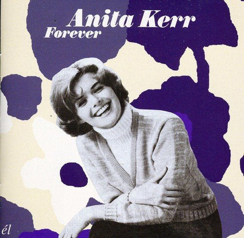 "CD cover with black and white photo of Anita Kerr against purple and beige background."