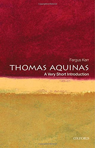 Book cover: "Thomas Aquinas" by Fergus Kerr, red and gold design.