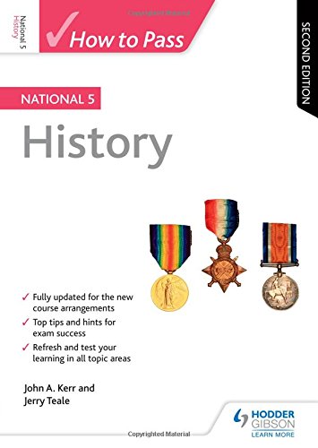 Book cover: “How to Pass National 5 History, Second Edition” with medals.