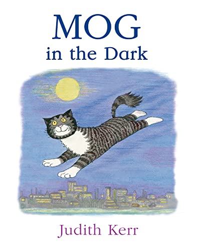 Book cover: striped cat flying against a nighttime city backdrop.