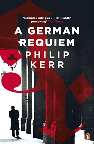 Book cover featuring a silhouette of a man walking past pillars with red graphics.