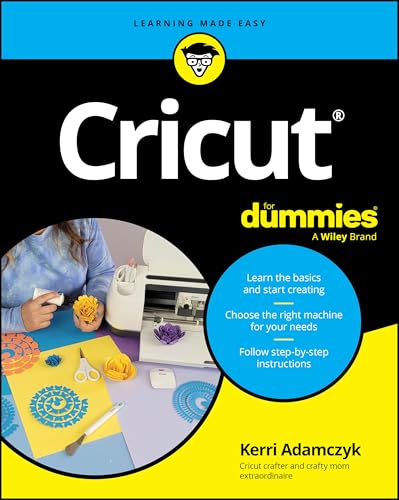 Book cover for "Cricut For Dummies" with crafting scene and text.
