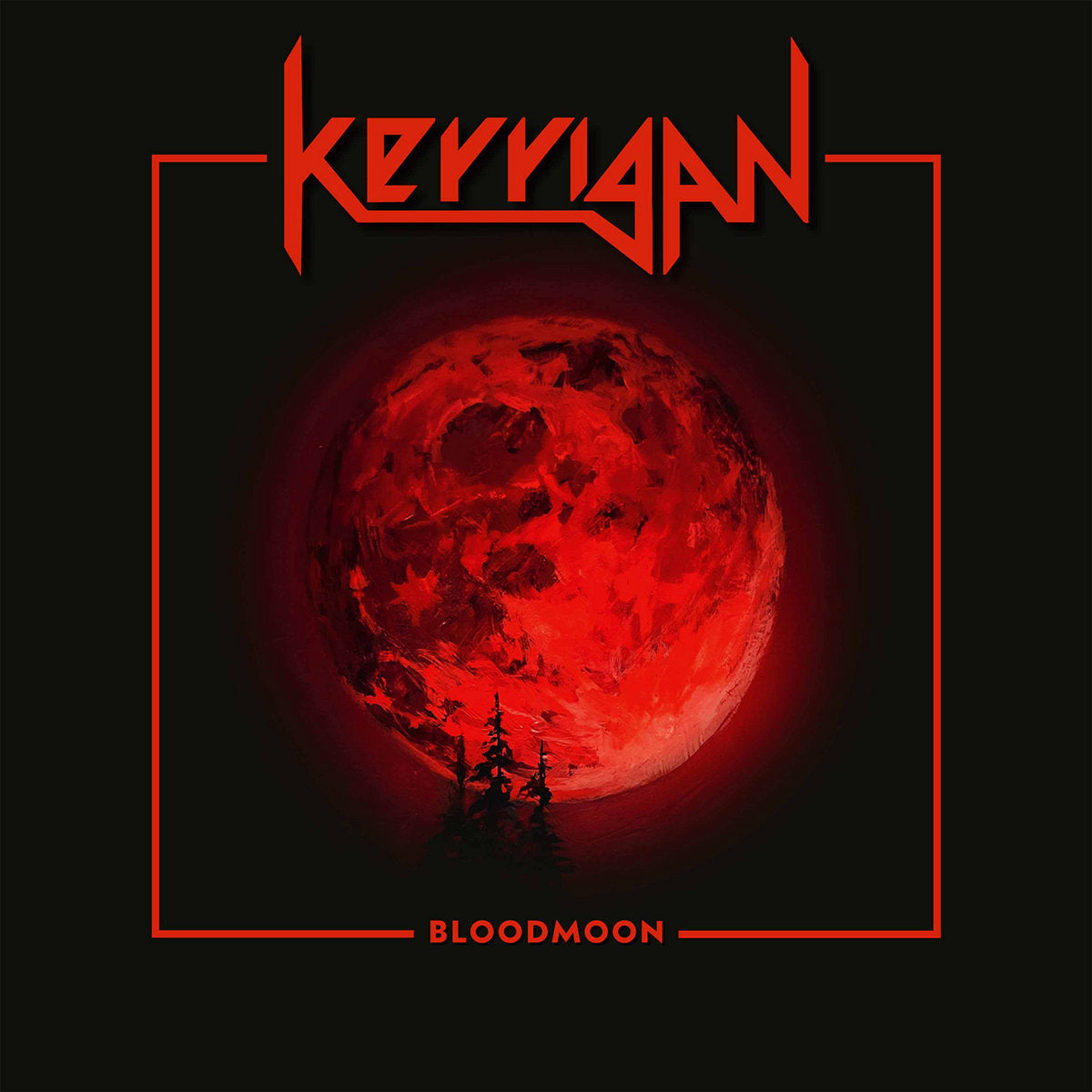 Kerrigan album cover: a red blood moon over silhouetted trees.