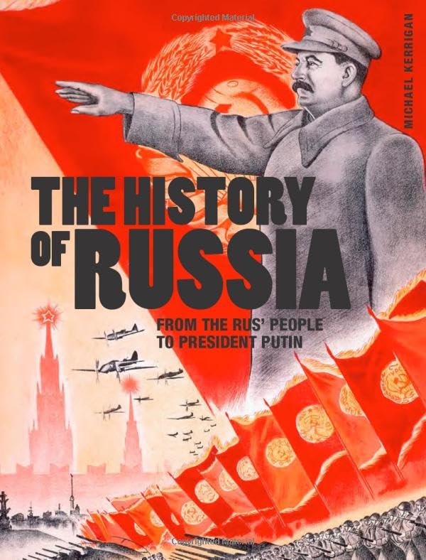 Book cover: "The History of Russia" with Stalin and Red Square imagery.