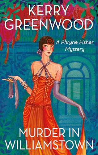 Book cover: woman in orange dress, art deco style, floral background.