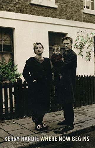 Book cover: a woman, child, and man stand in front of a house.