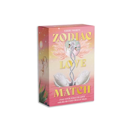 Pink box for “Zodiac Love Match” oracle deck with swan imagery.