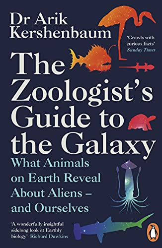 Book cover for The Zoologist's Guide to the Galaxy with animal illustrations on dark blue.