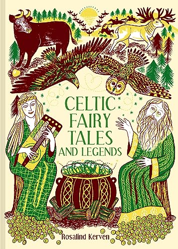 Book cover illustration showing a woman playing a harp, a bearded man, and animals.