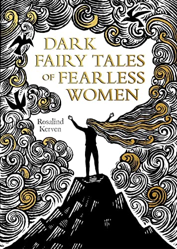 Book cover: illustrated woman on a hill, dark swirls, gold accents.