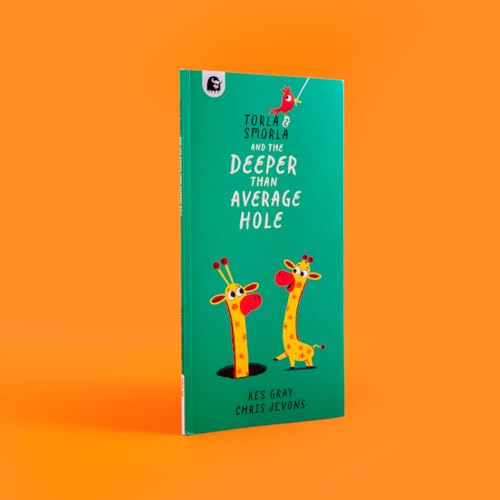 Green book cover with two cartoon giraffes peering into a hole.