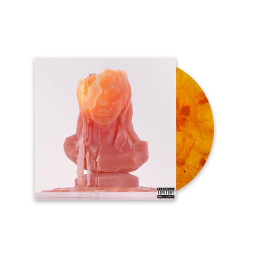 Kesha High Road album cover featuring a melting orange bust and marbled orange vinyl.