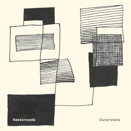 Abstract black and white line drawing album cover for Kessoncoda’s “Outerstate.”