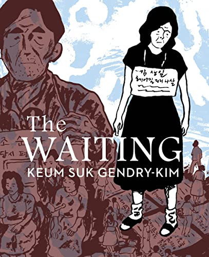 Book cover: illustrated woman holding a sign, with a faded portrait behind.