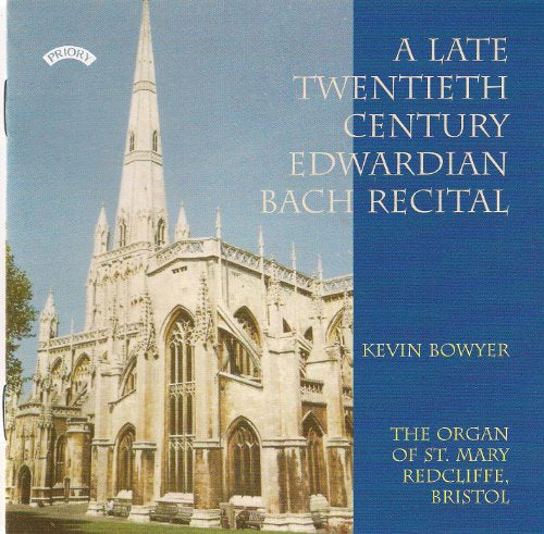 CD cover featuring St. Mary Redcliffe church and text about a Bach recital.