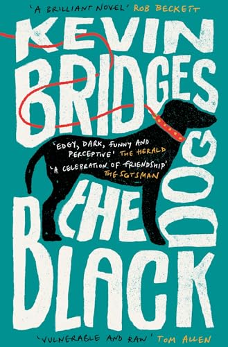 Book cover: teal background with white text and a black dog silhouette.