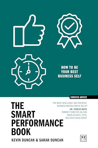 Book cover with thumbs-up, gear, and ribbon icons; title "The Smart Performance Book.