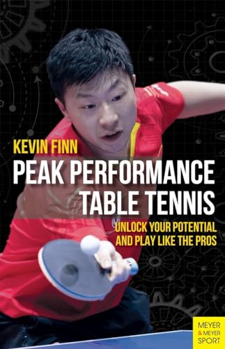Table tennis book with a dynamic cover featuring a player in action and rackets.