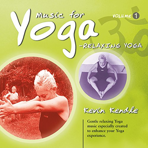 "Album cover with a man practicing yoga, green background, and title 'Music for Yoga'."