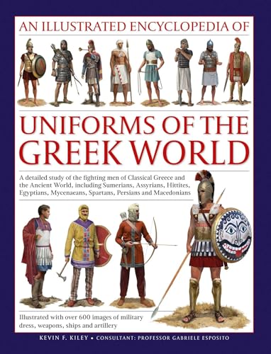 Colorful illustrations of ancient warriors in various uniforms and armor from Greece and beyond.