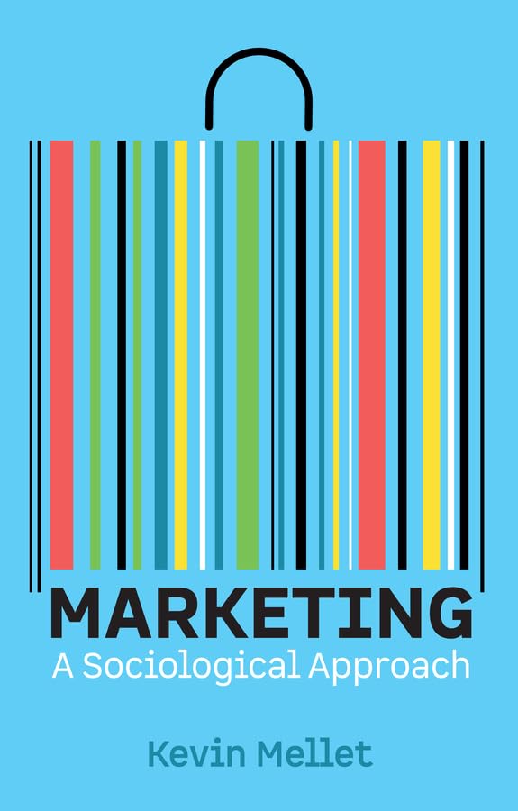 Book cover with colorful barcode stripes and title "Marketing: A Sociological Approach".