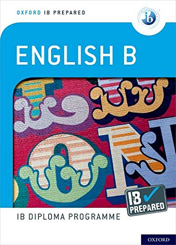 Textbook cover for IB English B with colorful, layered letterforms.
