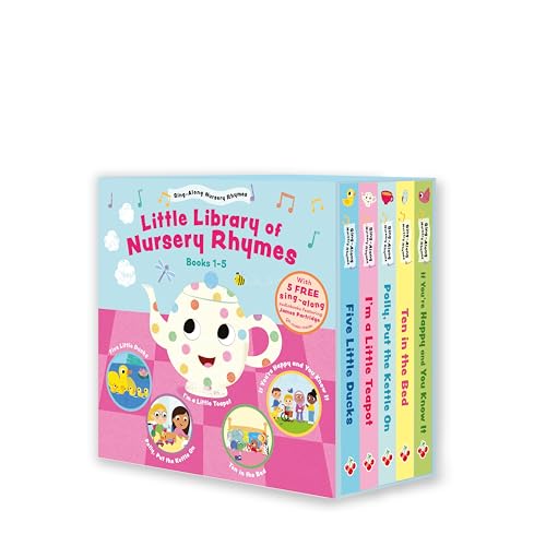 A boxed set of five children's books titled Little Library of Nursery Rhymes.