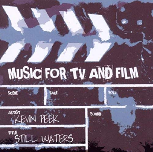 CD cover for Kevin Peek’s “Still Waters” with abstract blue and white design.