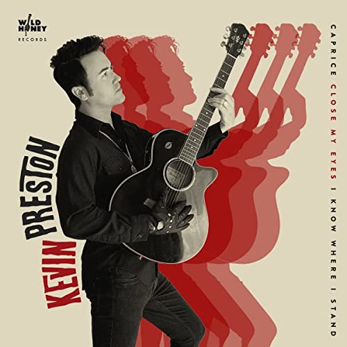 Album cover for Kevin Preston’s “Caprice” featuring a man with a guitar.
