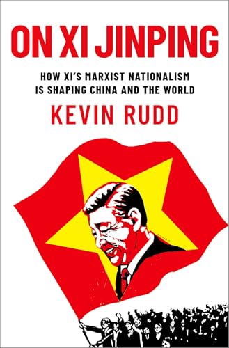 Book cover featuring a portrait of Xi Jinping over a red flag with stars.
