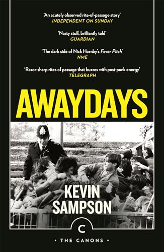 Book cover for Awaydays by Kevin Sampson featuring a black and white crowd scene.