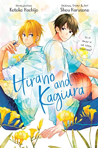 Novel cover featuring two young men with yellow flowers and text.