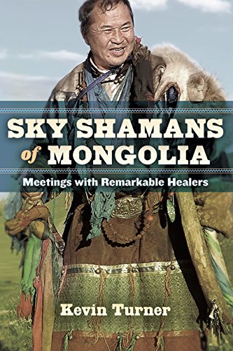 Book cover featuring a Mongolian shaman with traditional clothing and adornments.