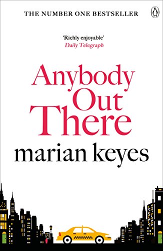"Book cover with 'Anybody Out There' by Marian Keyes, featuring a cityscape with yellow taxi."