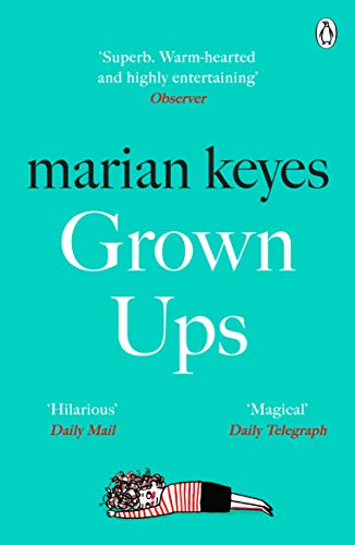 Book cover for "Grown Ups" by Marian Keyes, teal background, illustrated feet.