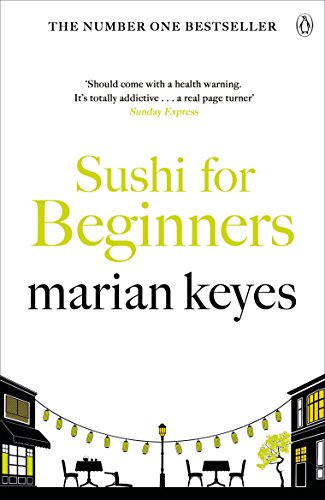 Book cover: "Sushi for Beginners" by Marian Keyes, with illustrated houses.