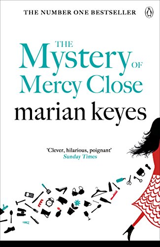 Book cover: “The Mystery of Mercy Close” by Marian Keyes, with scattered objects.