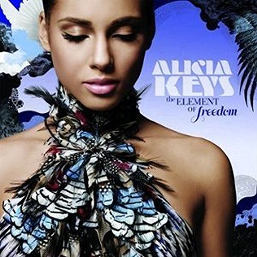 Alicia Keys album cover featuring a feathered collar and butterfly imagery.