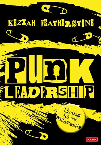 Book cover: "Punk Leadership" with yellow text, safety pins, and a button.