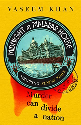 Book cover: “Midnight at Malabar House” with a building illustration.