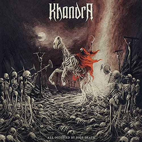 Dark fantasy album cover with skeletal figures and a desolate landscape.