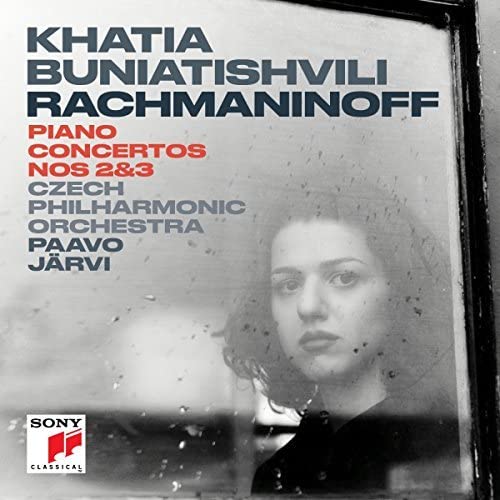 CD cover featuring pianist Khatia Buniatishvili and text: Rachmaninoff Piano Concertos.