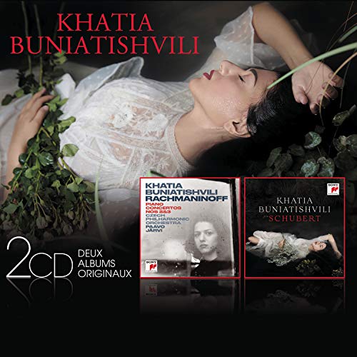 CD cover featuring pianist Khatia Buniatishvili lying amongst greenery.