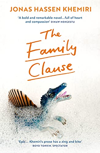 Book cover: "The Family Clause" with a crocodile and striped shell.